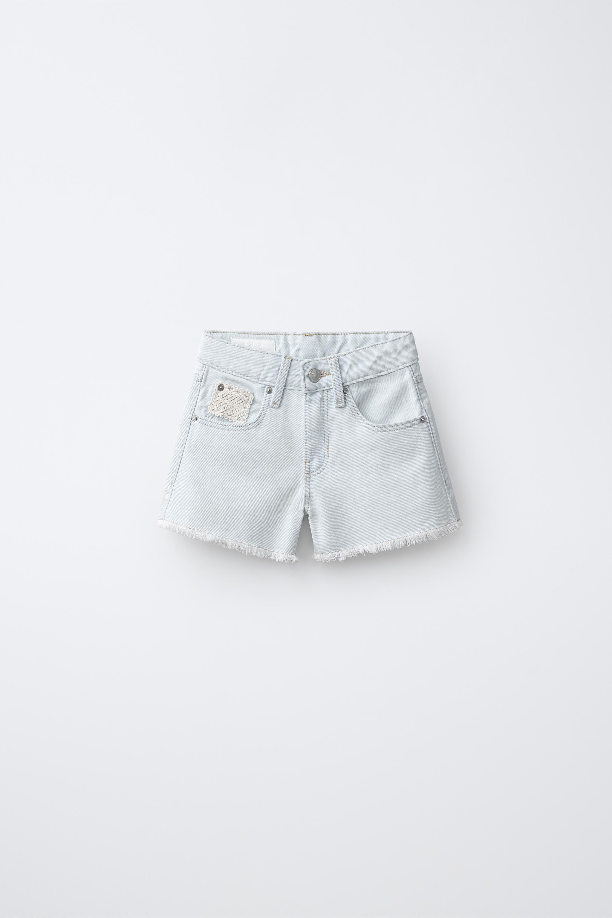 CROCHET DENIM BERMUDA SHORTS